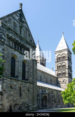 Vista della Cattedrale di Lund nella Svezia meridionale Foto Stock