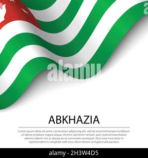 Bandiera ondeggiante di Abkhazia su sfondo bianco. Modello vettoriale banner o nastro Illustrazione Vettoriale