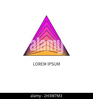 Logo astratto piramidale. Icona triangolare di colore geometrico. Forma del simbolo del triangolo. Concetto aziendale Illustrazione Vettoriale