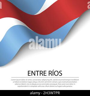 La bandiera di Entre Rios è una regione dell'Argentina su sfondo bianco. Modello vettoriale banner o nastro Illustrazione Vettoriale
