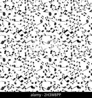 Note musicali vertiginose. Illustrazione vettoriale del pattern senza giunture Illustrazione Vettoriale