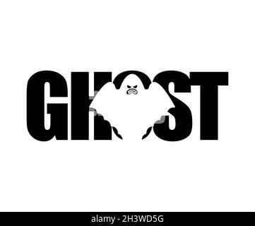 Ghost scritta silhouette di nel testo. Tipografia spooky. Lettere oggetto di Halloween Illustrazione Vettoriale