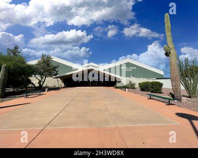 L'ingresso e l'edificio principale del Pima Air and Space Museum a Tucson, Arizona Foto Stock