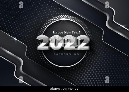 illustrazione del design vettoriale di sfondo metallico silver new year 2022 Illustrazione Vettoriale
