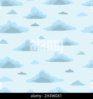 Motivo di sfondo senza giunture, nuvole bianche diverse - vettore Foto Stock