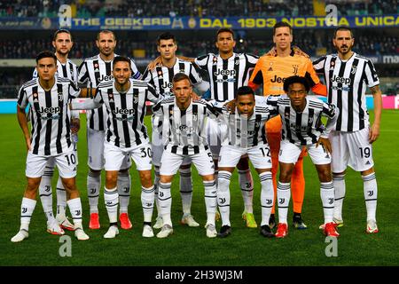 Verona, Italia. 30 Ott 2021. Formazione Juventus FC durante Hellas Verona FC vs Juventus FC, Serie italiana di calcio A a a Verona, Italia, Ottobre 30 2021 Credit: Independent Photo Agency/Alamy Live News Foto Stock