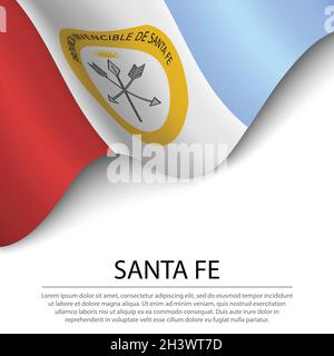 La bandiera di Santa Fe è una regione dell'Argentina su sfondo bianco. Modello vettoriale banner o nastro Illustrazione Vettoriale