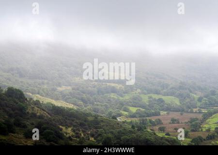 Drammatica luce a Nant Gwynant, Snowdonia National Park, Galles UK Foto Stock