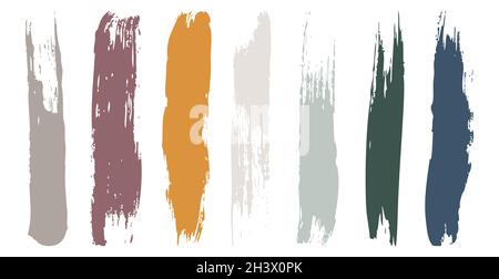 Vari tratti di vernice a colori su sfondo bianco - Vector Foto Stock