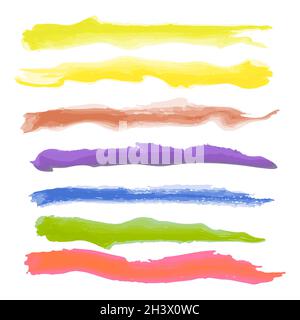 Vari tratti di vernice a colori su sfondo bianco - Vector Foto Stock