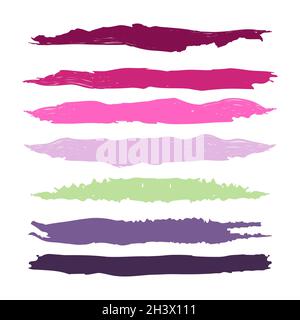 Vari tratti di vernice a colori su sfondo bianco - Vector Foto Stock