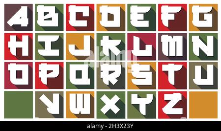 set di lettere font abc, alfabeto - lettere colorate in grassetto Foto Stock