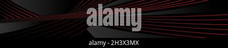 Sfondo astratto nero scuro con linee rosse - Vector Foto Stock