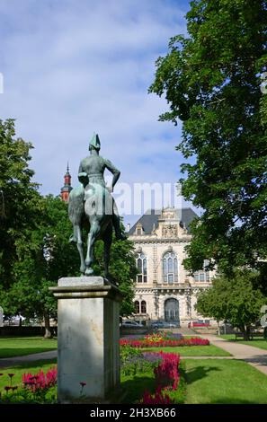 Statua equestre di re Friedrich Wilhelm III a Merseburg Foto Stock