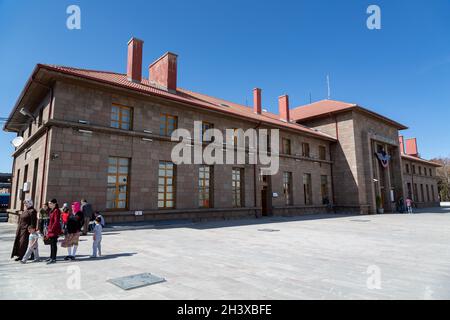 La stazione ferroviaria di Erzurum, la città nella Turchia orientale. Foto Stock