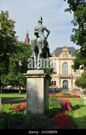 Statua equestre di re Friedrich Wilhelm III a Merseburg Foto Stock