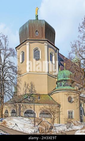 Chiesa parrocchiale cattolica San Pietro e Paolo, Lindenberg i. AllgÃ¤u Foto Stock