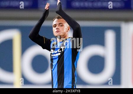 SINT TRUIDEN, BELGIO - OTTOBRE 30: Noa Lang del Club Brugge durante la partita della Jupiler Pro League tra Sint-Truidense VV e Club Brugge KV a Stayen il 30 Ottobre 2021 a Sint Truiden, Belgio (Foto di Joris Verwijst/Orange Pictures) Foto Stock