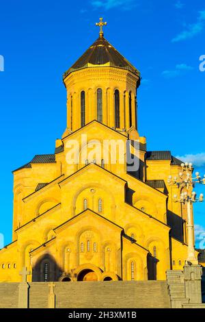 Chiesa della Santissima Trinità, Tsminda Sameba, Tbilisi, Georgia Foto Stock