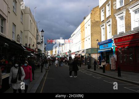 Portobello Road Market Notting Hill Londra Inghilterra Regno Unito Foto Stock