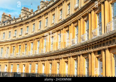 Il Royal Crescent, Bath, Somerset, Inghilterra, Regno Unito Foto Stock