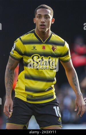 Watford, Regno Unito. 30 Ott 2021. Joao Pedro #10 di Watford a Watford, Regno Unito, il 10/30/2021. (Foto di Richard Washbrooke/News Images/Sipa USA) Credit: Sipa USA/Alamy Live News Foto Stock