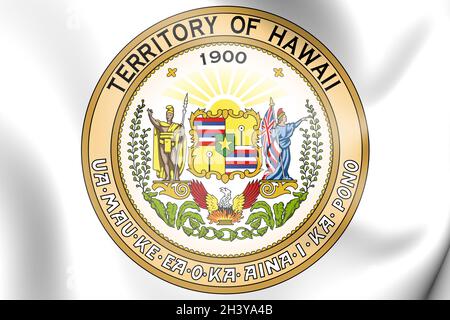 3D Seal of Territory of Hawaii (1900-1959). Illustrazione 3D. Foto Stock