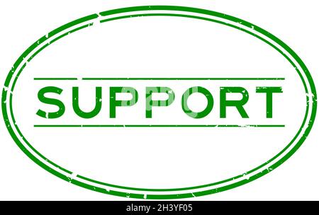 Grunge verde parola di supporto ovale guarnizione di gomma timbro su sfondo bianco Illustrazione Vettoriale