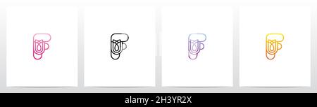 Tulipano Flower su Letter Logo Design F Illustrazione Vettoriale