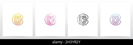 Tulipano Flower su Letter Logo Design C Illustrazione Vettoriale