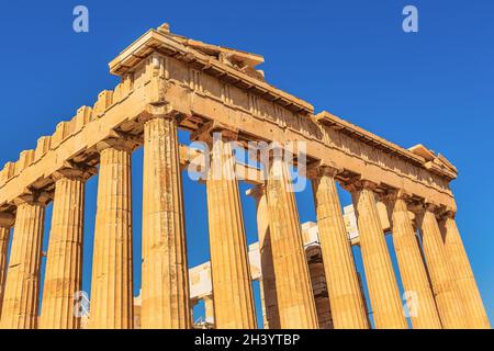 Tempio del Partenone in Acropoli ad Atene, Grecia Foto Stock