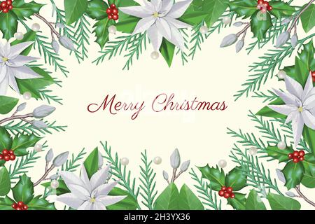 buon natale con albero rami disegno vettoriale Illustrazione Vettoriale