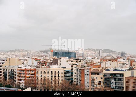 Barcellona, Spagna - 15 dicembre 2019: Vista panoramica della città di Barcellona in Spagna. Foto Stock