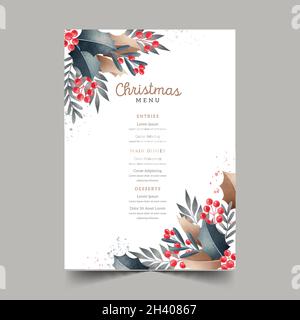 acquerello menu natale modello disegno vettoriale Illustrazione Vettoriale