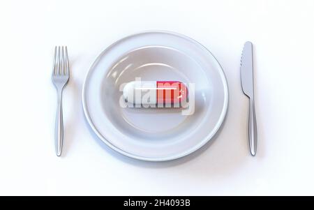 Capsula Medic tempo pasto 3D Foto Stock