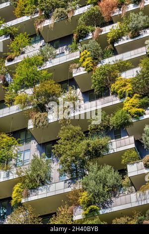 Bosco verticale, torri residenziali, quartiere porta Nuova, Milano, Lombardia, Italia Foto Stock