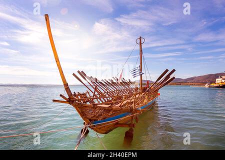 Replica della mitica nave Argo a Volos, Grecia Foto Stock