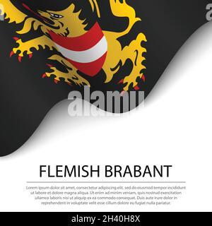 La bandiera del Brabante Fiammingo è una provincia del Belgio su sfondo bianco. Modello vettoriale banner o nastro Illustrazione Vettoriale