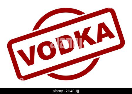 Una vodka alcol bere timbro di gomma su uno sfondo bianco Foto Stock