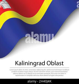 La bandiera di Kaliningrad Oblast è una regione della Russia su sfondo bianco. Modello vettoriale banner o nastro Illustrazione Vettoriale