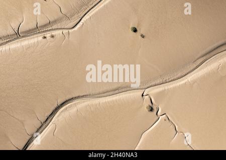 Vue aérienne de la baie de Somme, Francia, Somme (80), le Crotoy Foto Stock