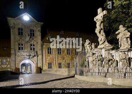 Municipio della Città Vecchia di Bamberg di notte Foto Stock