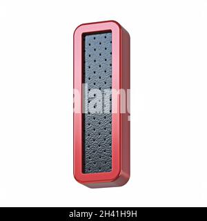 Rosso lucido metallo e cuoio nero carattere lettera i 3D Foto Stock