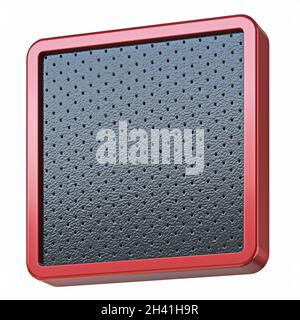 Rosso lucido metallo e nero pelle quadrato 3D Foto Stock