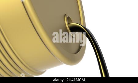 Il petrolio greggio esce dal barile dorato Foto Stock