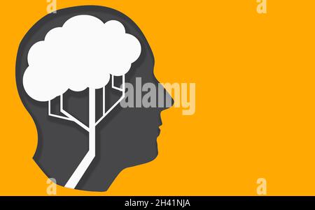 Testa umana e forma del cervello dell'albero Foto Stock