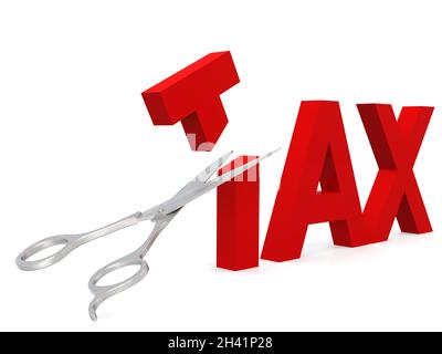 Tassa di taglio a forbice isolato su bianco Foto Stock