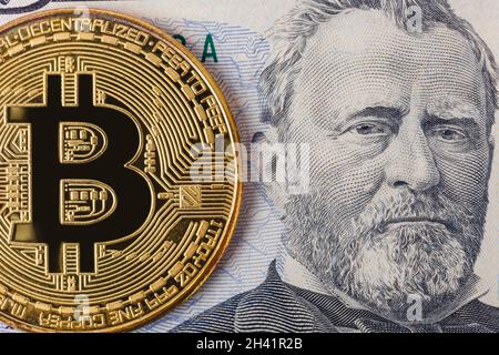Bitcoin e denaro - background aziendale Foto Stock