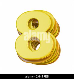 Carattere giallo numero 8 OTTO 3D Foto Stock