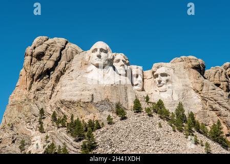 Famosi busti di presidenti a Mount Rushmore, USA Foto Stock